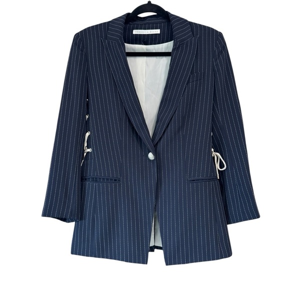 Veronica Beard Taylor Striped Lace-Up Blazer. Size 8. - Picture 3 of 14